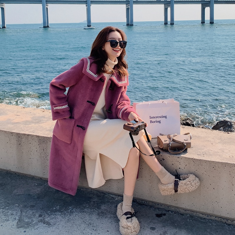 Coat Women 2021 Winter Korean Doll Collar Single-br..
